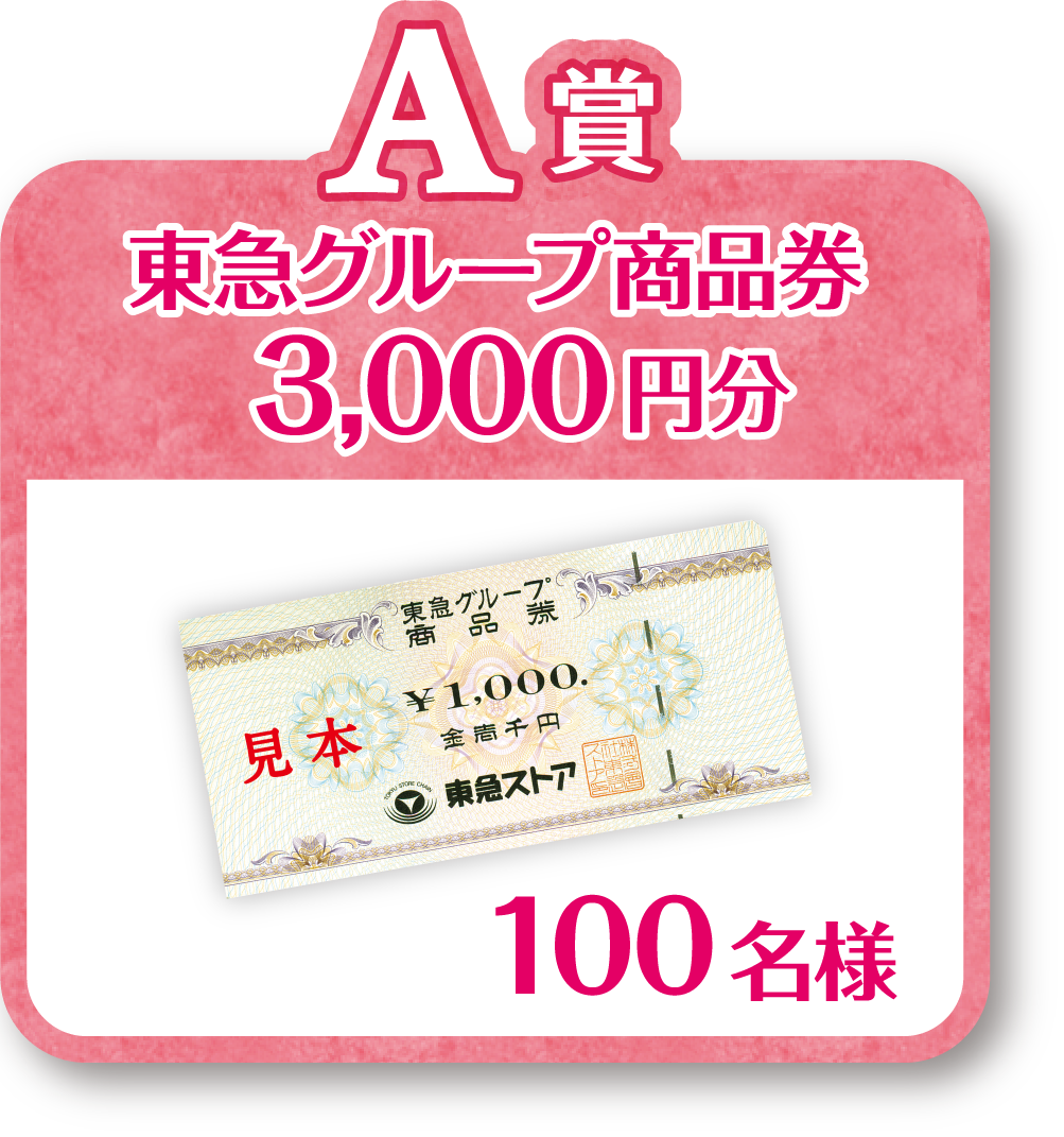 A賞　東急グループ商品券3,000円分